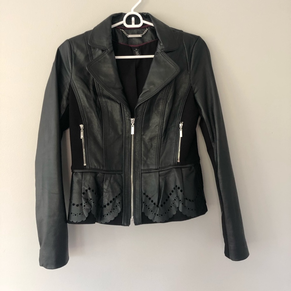 Black leather jacket with silver detailing
